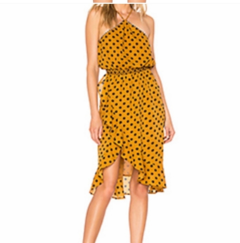 House of Harlow 1960 x REVOLVE Baye‎ Orange Polka Dot Midi Dress Size 6